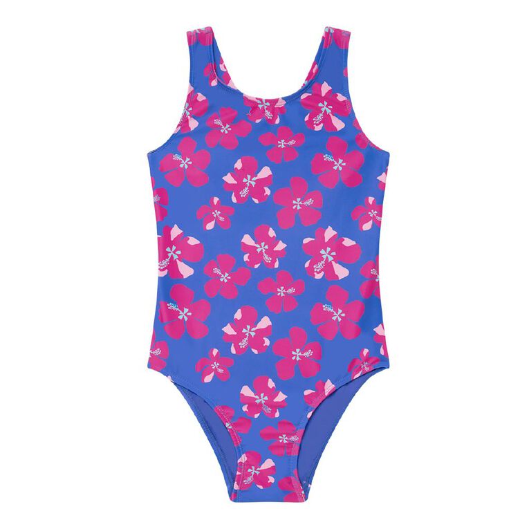 Young Original Printed Swimsuit, Blue Mid, hi-res