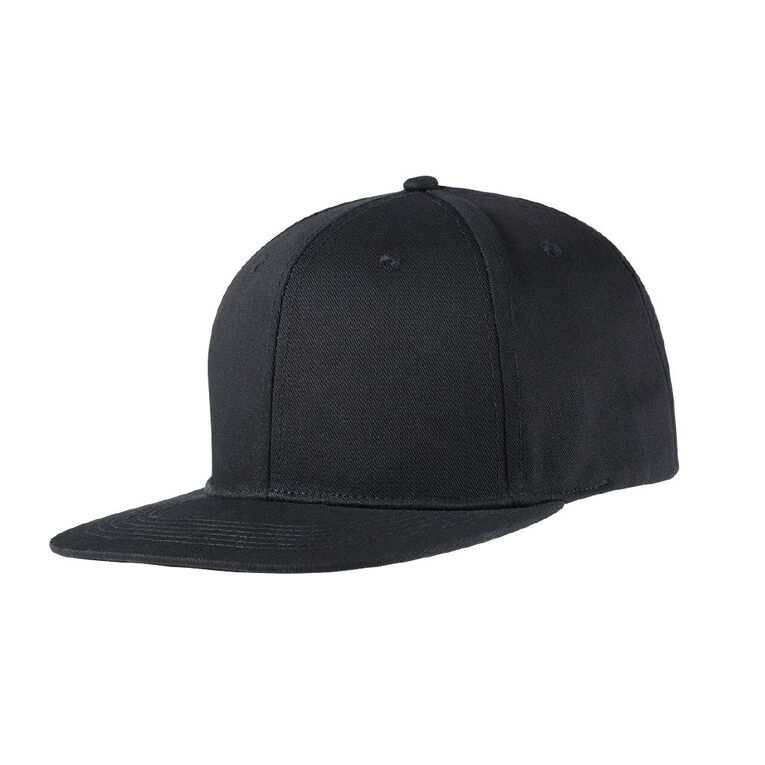 H&H Men's Twill Flat Peak Cap, Black, hi-res