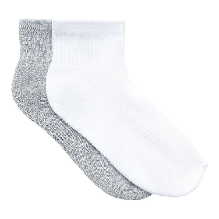 Active Intent Girls' Cushioned Quarter Crew Socks 3 Pack, White, hi-res
