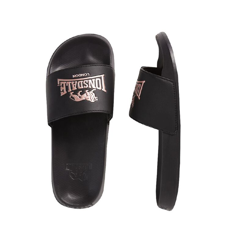 Lonsdale Women's Slides, Black, hi-res