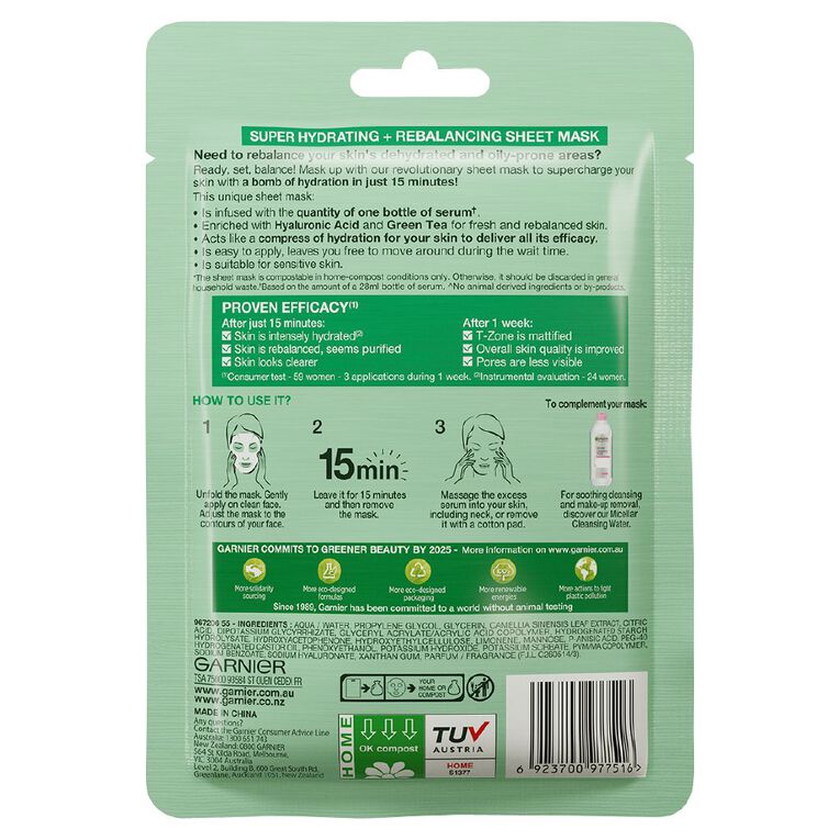 Garnier Hydrabomb Tissue Green Tea Mask, , hi-res