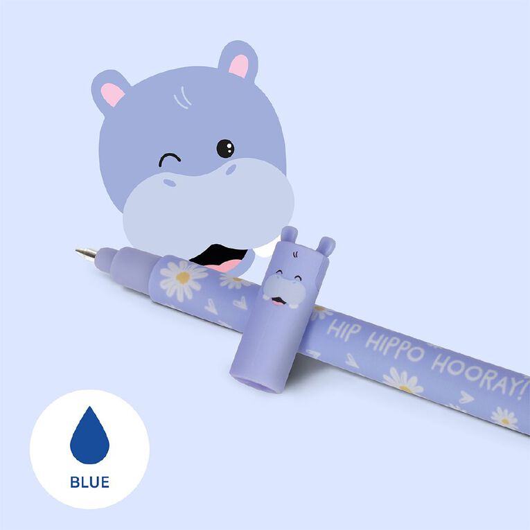 Legami Hippo Erasable Gel Pen Blue, , hi-res