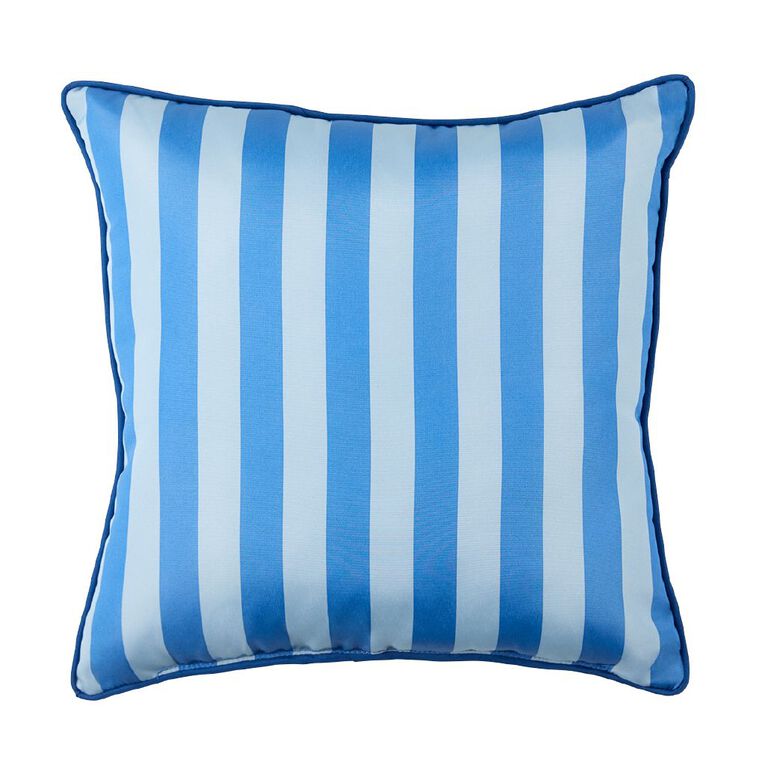 Living & Co Outdoor Cushion Stripes Blue 40cm x 40cm, , hi-res