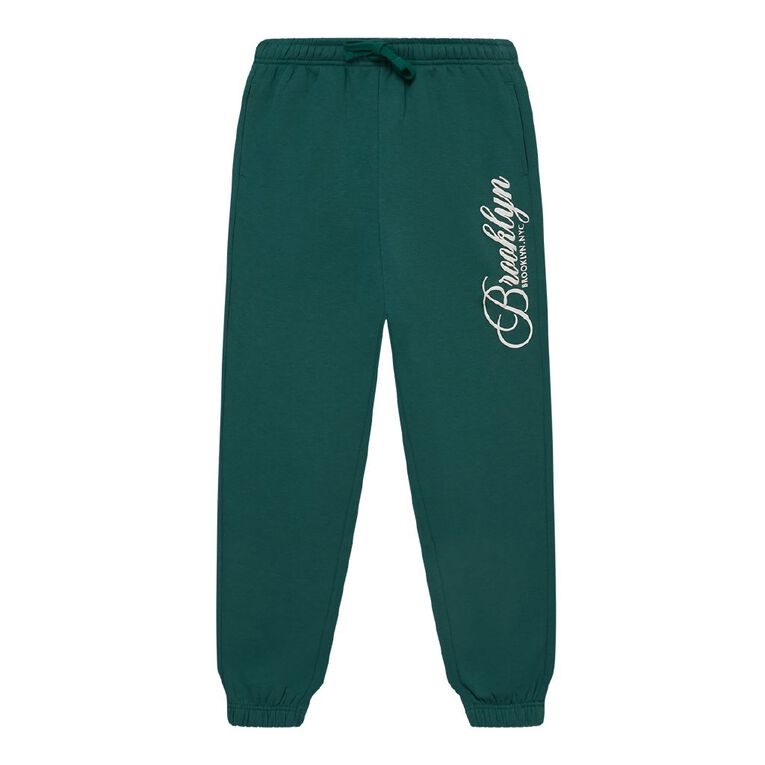 Young Original Printed Cuffed Trackpants, Green Mid, hi-res