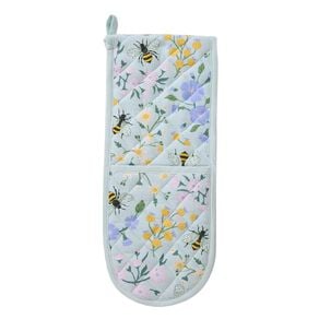 Living & Co Double Oven Glove Printed Garden Blue