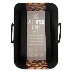 Kate's Kitchen Silicone Rectangle Air Fryer Liner Charcoal 2 Pack