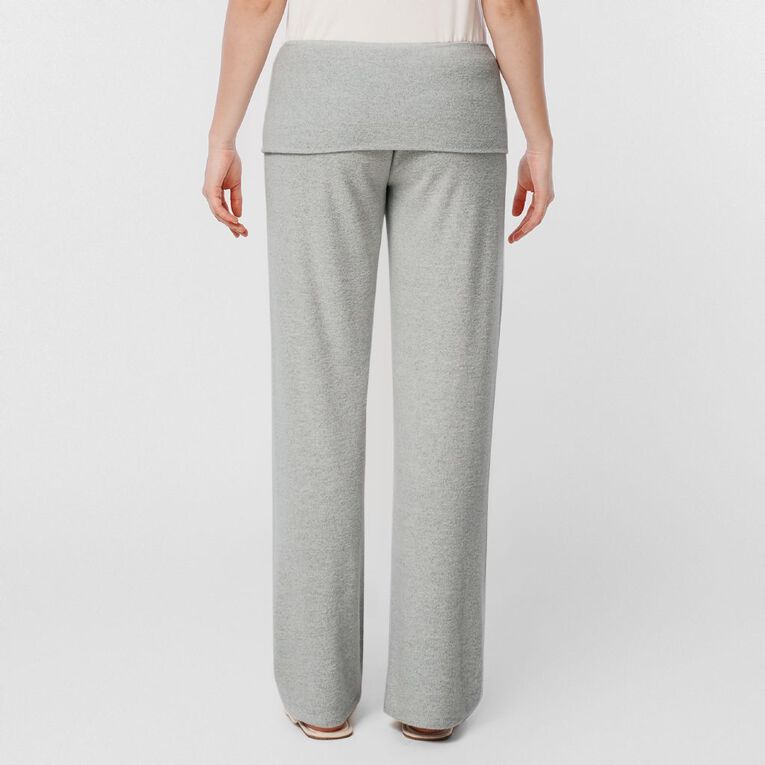 H&H Women's Brushed Knit Rib Fold Over Lounge Pants, Grey Mid, hi-res
