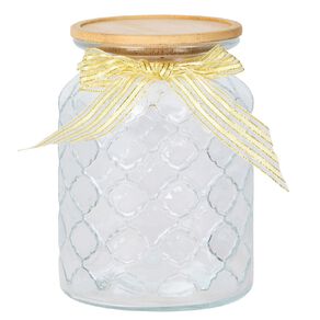 Living & Co Glass Jar With Bow 920ml Gold