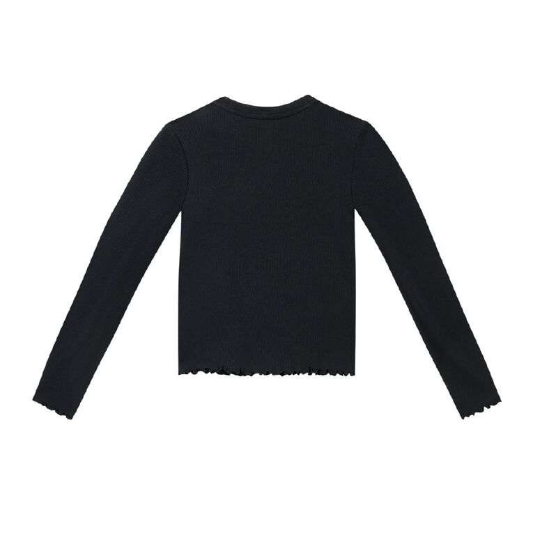 Young Original Long Sleeve Rib Top, Black, hi-res