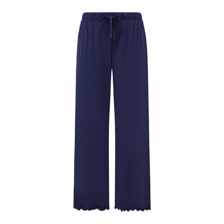 H&H Women's Comfy Pyjama Wideleg Pants, Blue Dark, hi-res