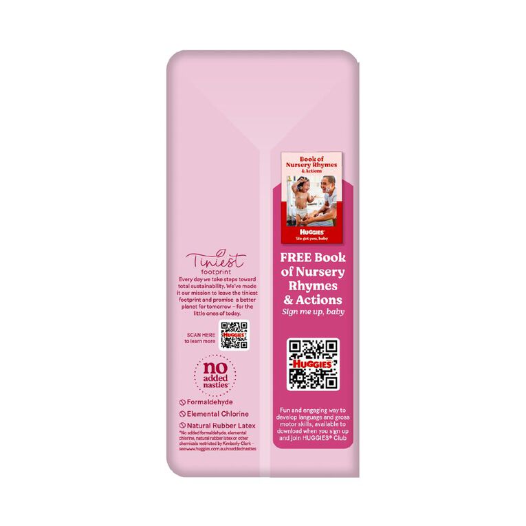 Huggies Girls' Convenience Nappy Toddler Size 4 10-15kg 18 Pack, , hi-res