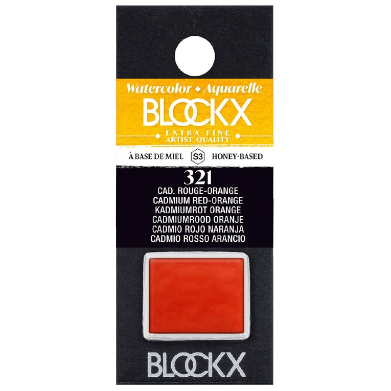 BLOCKX Watercolour Half Pan S3 321 Cadmium Red Orange, , hi-res