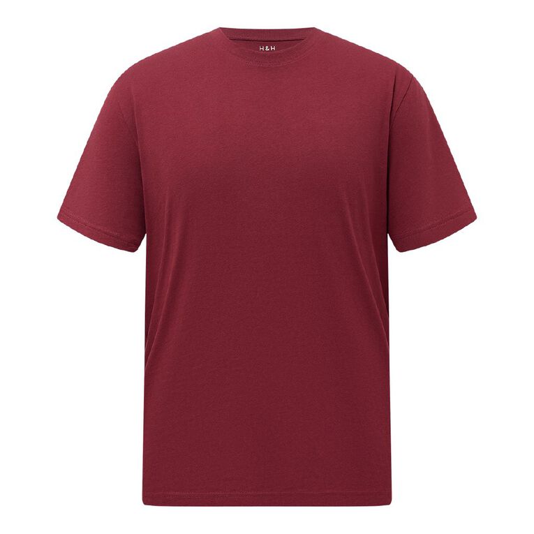 H&H Men's Regular Fit Plain Tee, Red Dark Tibetan, hi-res
