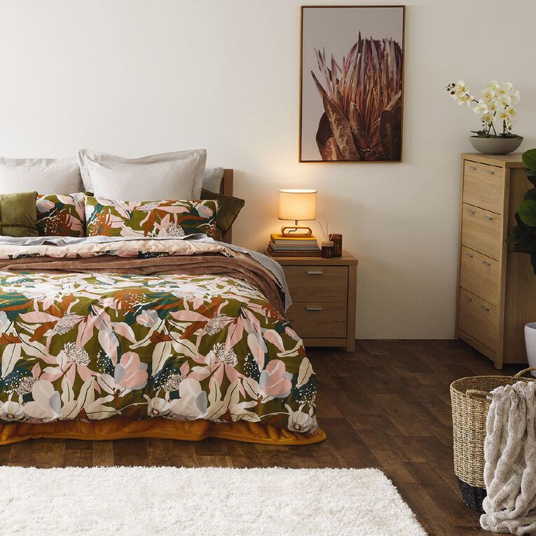 Living Co Duvet Cover Set Cotton Print Olive Bloom Green Queen The Warehouse - Olive Green Queen Bed Set Living Co Duvet Cover Set Cotton Print Olive Bloom Green Queen The Warehouse - Olive Green Queen Bed Set