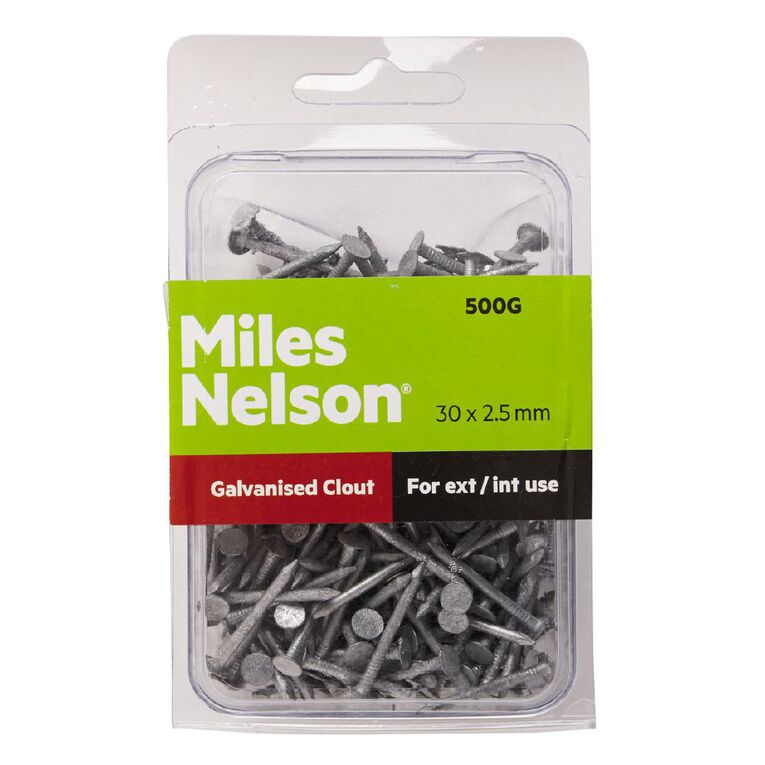 Miles Nelson Galvanised Clout Nails 30mm x 2.50mm, , hi-res