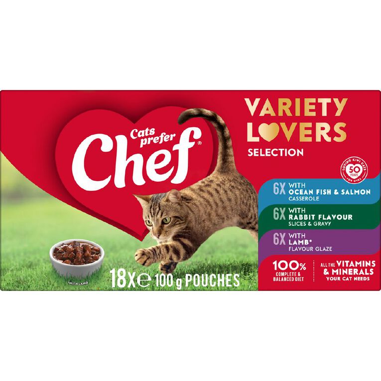 Chef Variety Lovers Loaf Pouches Cat Food 18 x 100g, , hi-res