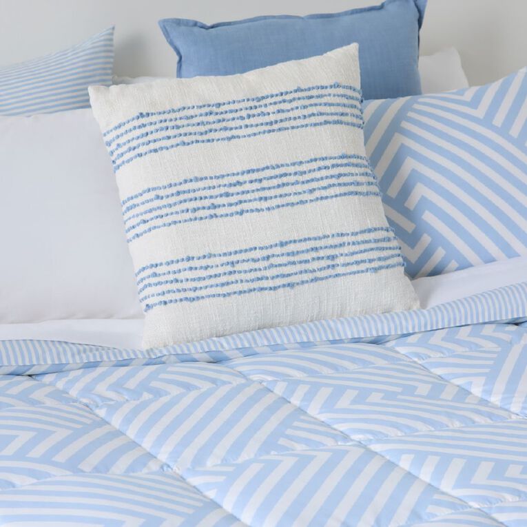 Living & Co 3 Piece Comforter Set Reversible Chevron Blue King, , hi-res