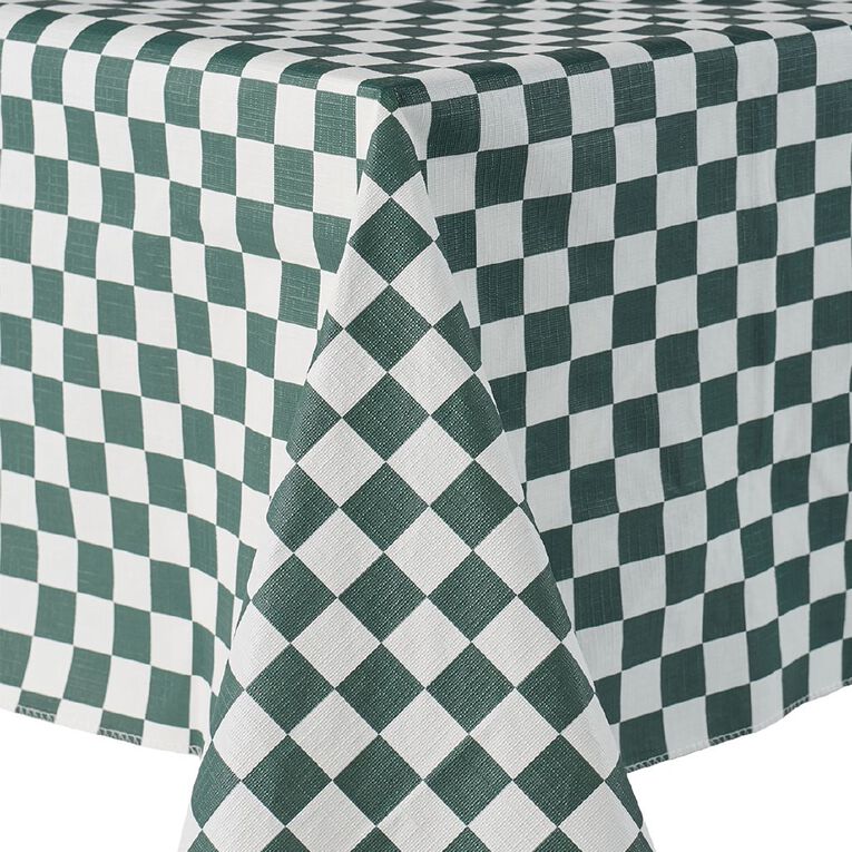 Living & Co Table Cloth Plastic Check Green, , hi-res