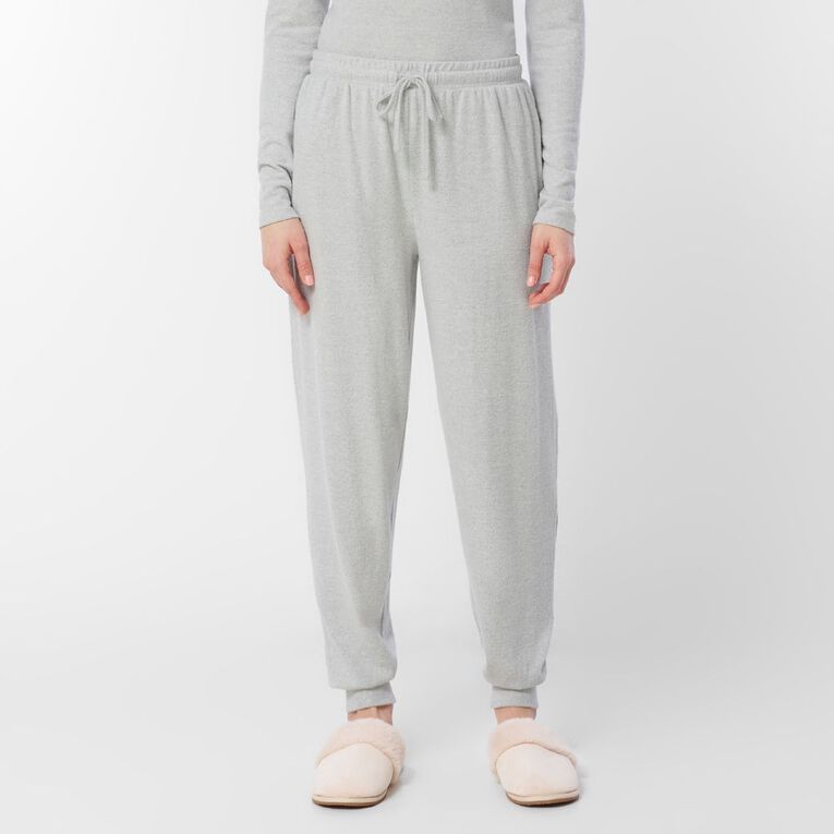 H&H Women's Brushed Knit Cuffed Lounge Pants, Grey Mid, hi-res