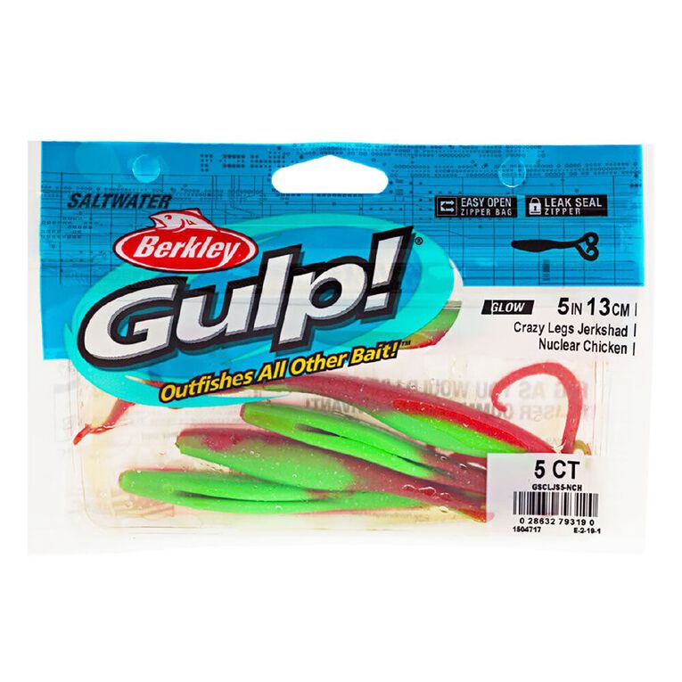 Berkley Gulp! Crazy Legs Jerkshad Nuclear Chicken 5 Inch, , hi-res