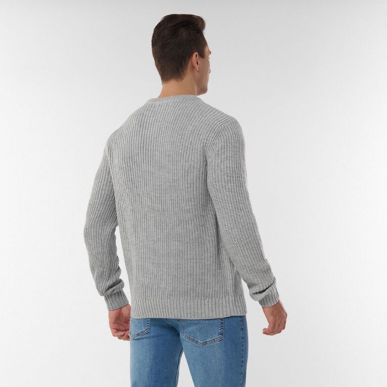 H&H Men's Crewneck Fisherman Rib Pullover, Grey Marle, hi-res