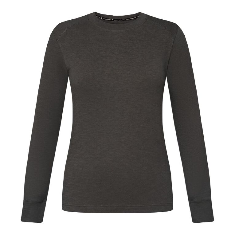 Active Intent Women's Long Sleeve Crew Neck Tee, Grey Dark, hi-res