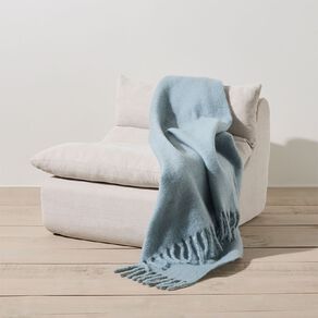 Living & Co Throw Faux Mohair Blue 127cm x 152cm