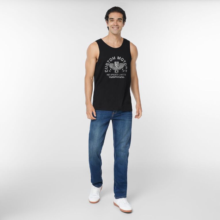 H&H Men's Graphic Print Singlet, Black, hi-res