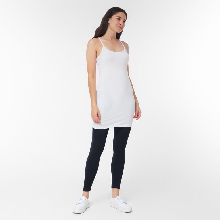 H&H Women's Stretch Longline Cami, White, hi-res
