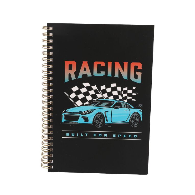 Uniti Kids Racing Spiral Black Notebook, , hi-res