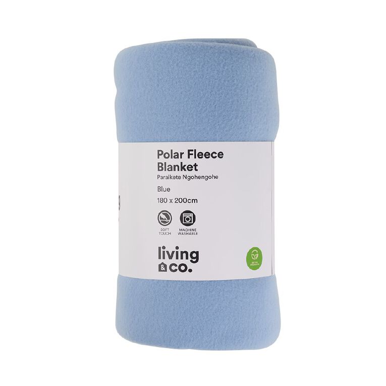 Living & Co Polar Fleece Blanket 180 X 200 Blue One Size, , hi-res