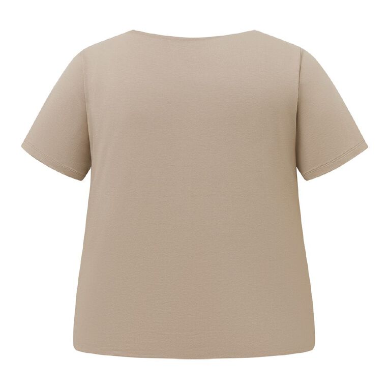 H&H Plus Women's Curve Short Sleeve Vneck Contour Tee, Grey Light, hi-res