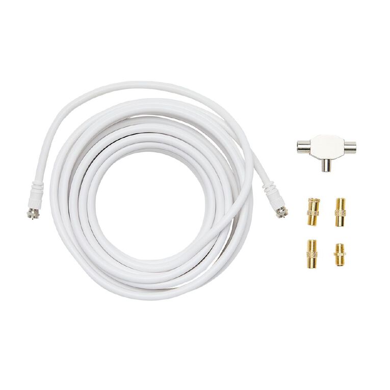 Tech.Inc TV Aerial Expansion Pack with 2-Way Splitter Adapters Cable 10m, , hi-res