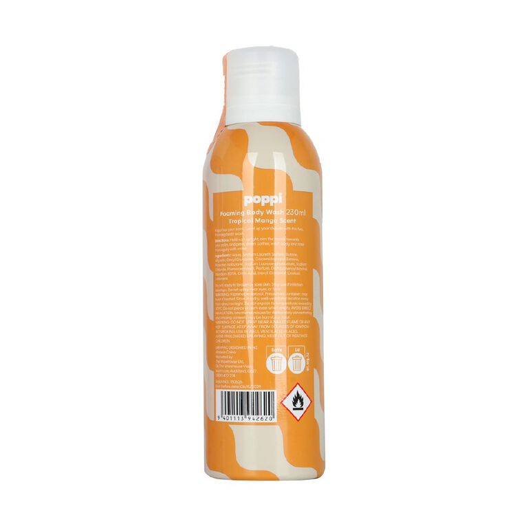 Poppi Foaming Body Wash Tropical Mango 230ml, , hi-res