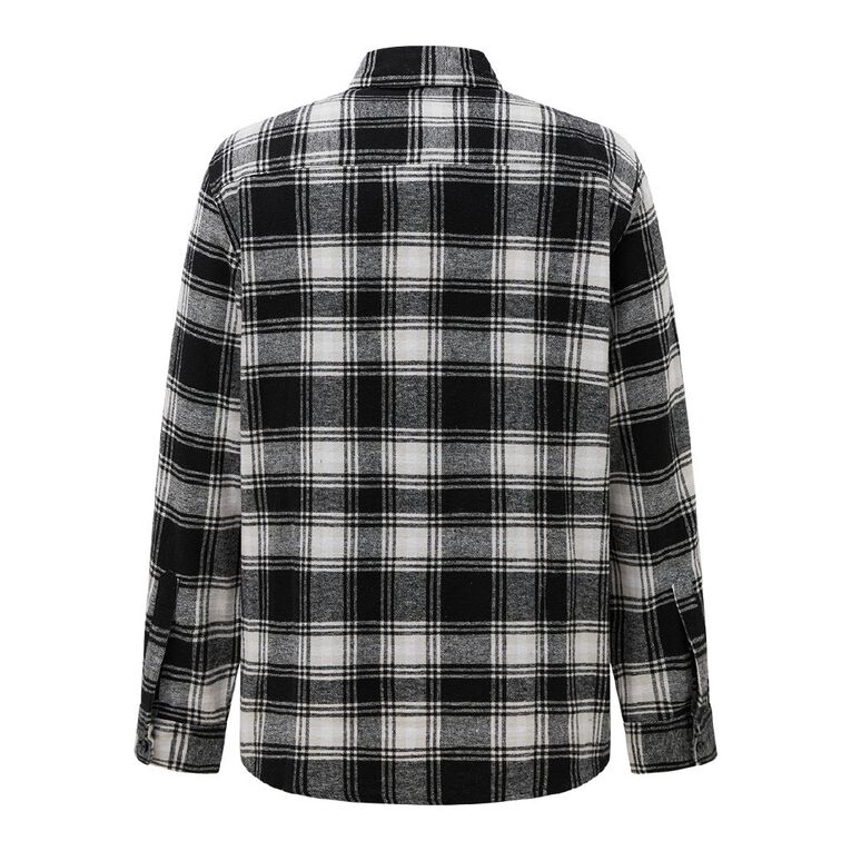 H&H Men's Flannelette Shirt, Black/White, hi-res