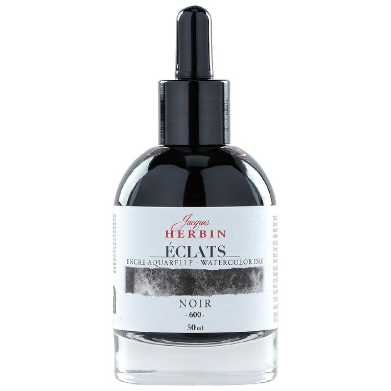 Jacques Herbin Eclats Watercolour Ink 600 50ml Black, , hi-res