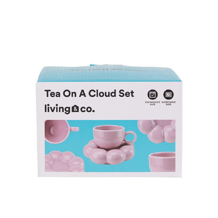 Living & Co Tea on a Cloud Cup and Saucer 2 Piece Set Pink, , hi-res