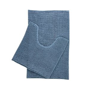 Living & Co Bath Mat Set Popcorn 2 piece Blue 45cm x 75cm