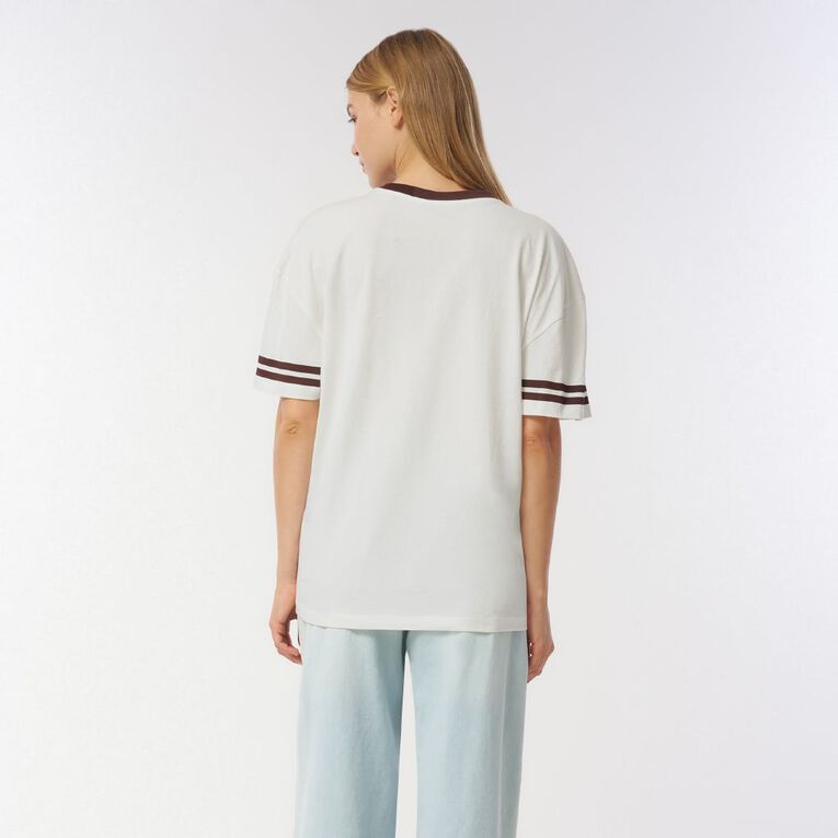 H&H Women's Short Sleeve Boyfriend Graphic Tee, Cream MERMAID, hi-res