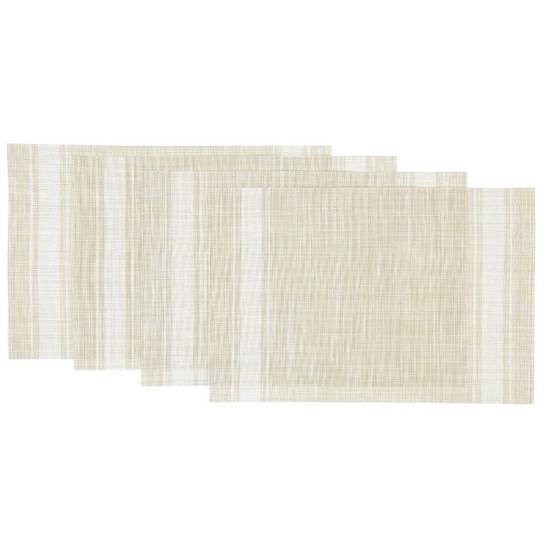Living & Co Woven Placemat With White Stripe 4 Pack Natural 30cm x 40cm