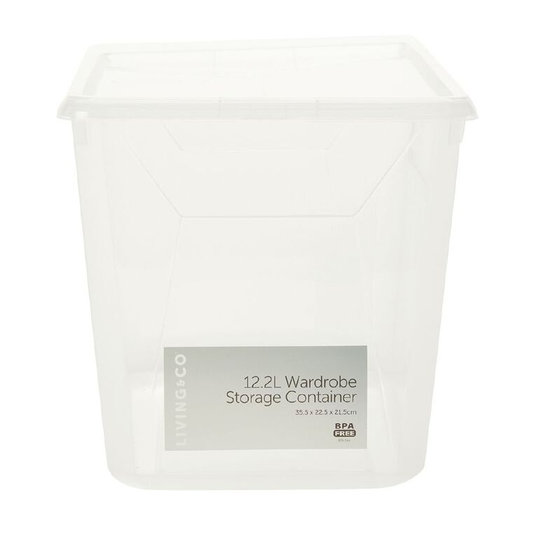 Living & Co Wardrobe Storage Clear 12.2L, , hi-res