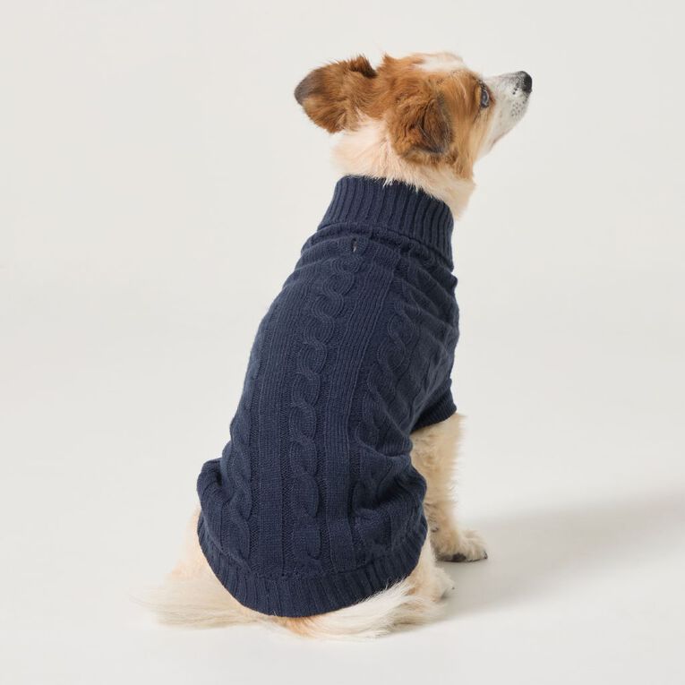 Petzone Cable Knit Jumper Navy Medium, , hi-res