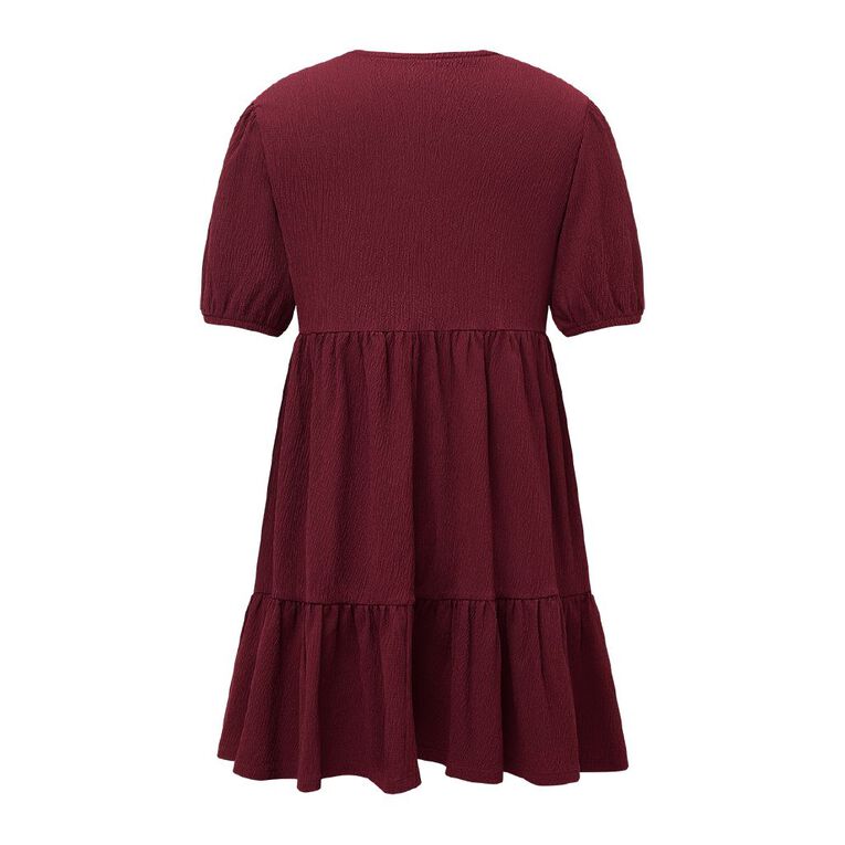 H&H Women's Tie Front Tiered Dress Mini, Red Dark, hi-res