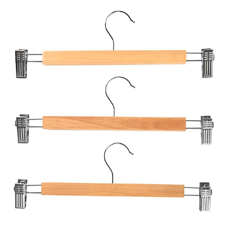 Living & Co Living & Co. Wooden Pants Hanger 3 Pack Natural, , hi-res
