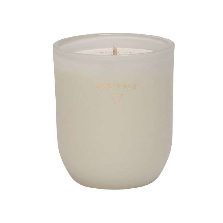 Living & Co Ambience Candle Jar Vanilla Oak 5oz White 5oz, White, hi-res