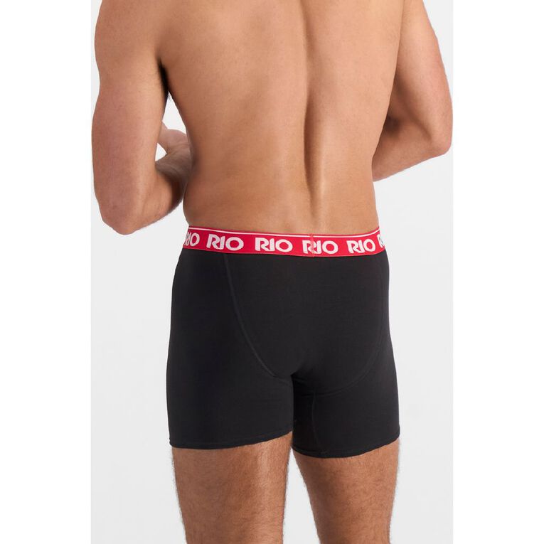 Rio Men's Long Leg Trunks 3 Pack, Black/Grey, hi-res