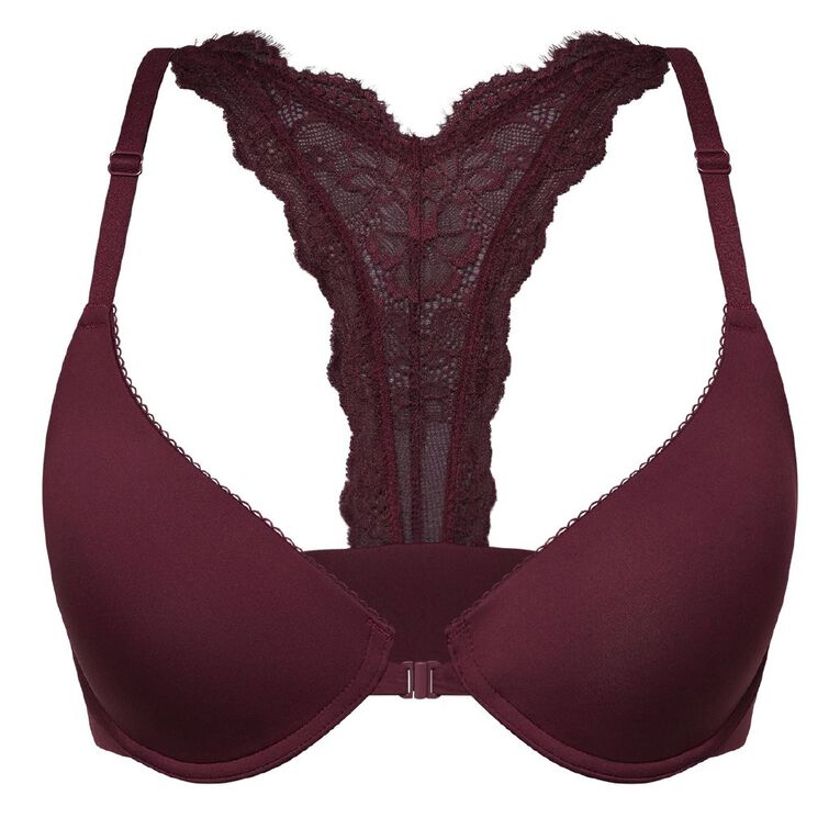 H&H Women's Lace Back Standard Cup Bra, Red Mid, hi-res