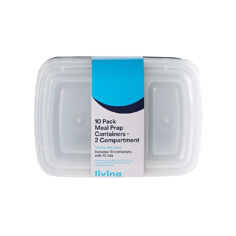 Living & Co 10 Pack Divided Meal Prep Black, , hi-res
