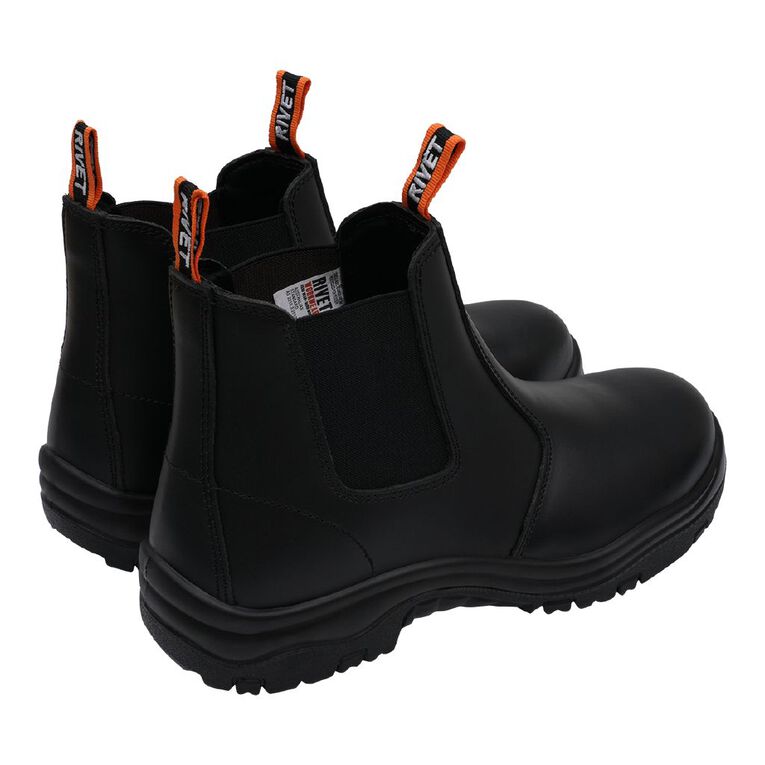 Rivet Men's Omgee Slip On Steel Toe Work Boots, Black, hi-res