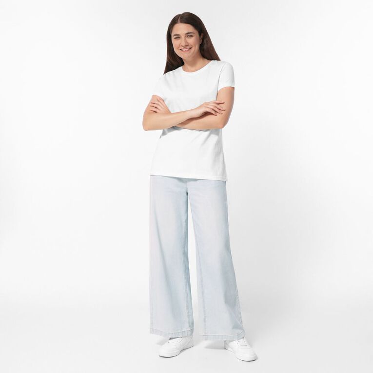 H&H Women's Short Sleeve Crew Neck Tee, Cream, hi-res